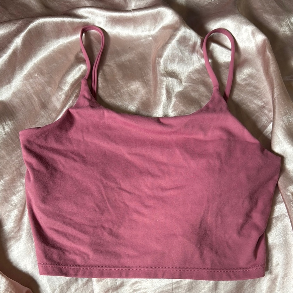 Small Pink Cropped Tank Top with built-in Sports bra